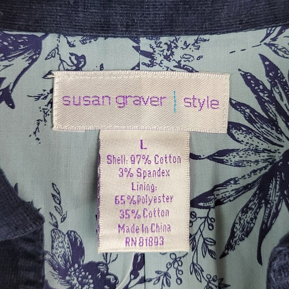 Susan Graver Corduroy Button Front Blazer Jacket Sz L - Picture 8 of 16